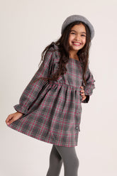 Square Neck Gray Strips Dress